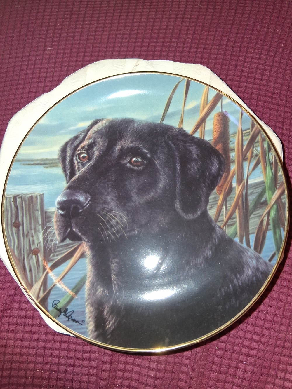 Franklin Mint Man's Best Friend Black Labrador Decorative Pet Plate